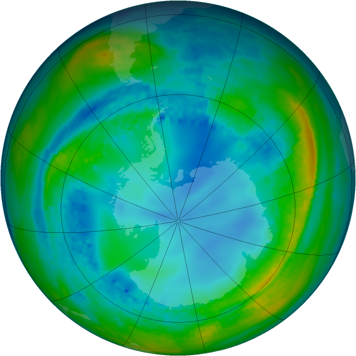 Antarctic ozone map for 03 August 2004